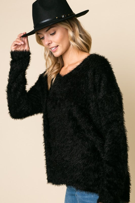 FUZZY CHUNKY SWEATER TOP