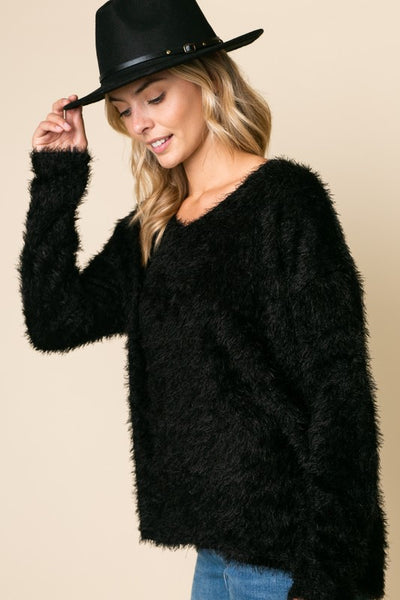 FUZZY CHUNKY SWEATER TOP