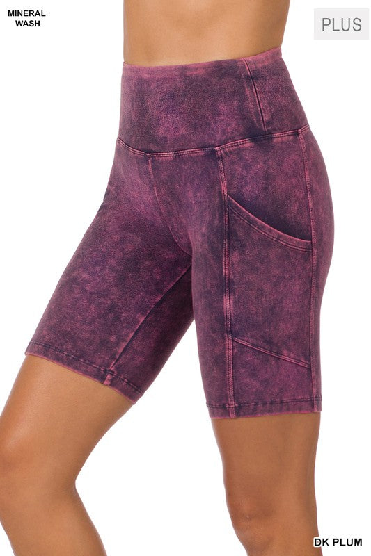 PLUS MINERAL WASH WIDE WAISTBAND POCKET LEGGINGS