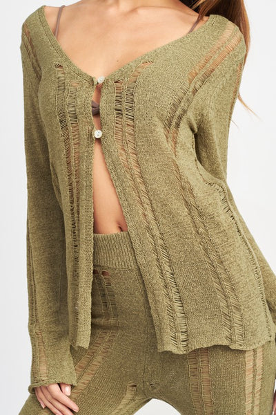 BUTTON UP LADDERED CARDIGAN TOP