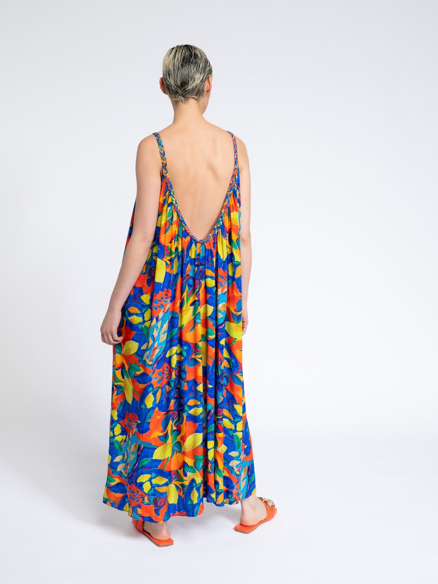 Tropical print flowy dress