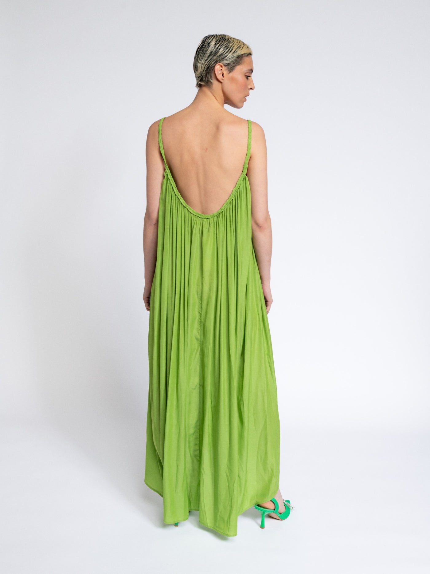 Lime green flowy dress