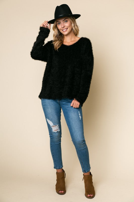 FUZZY CHUNKY SWEATER TOP