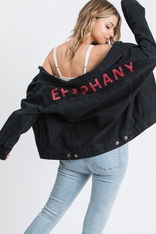 EPIPHANY PRINTED BACK OVERSIZED DENIM JACKET