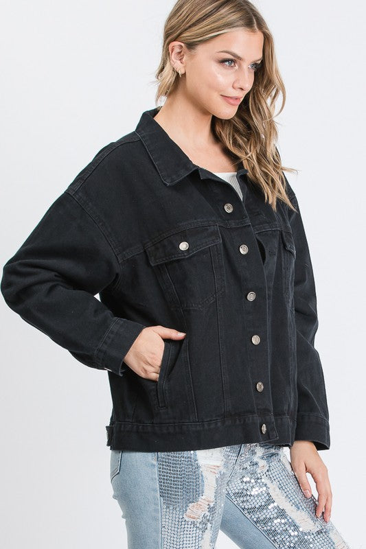 EPIPHANY PRINTED BACK OVERSIZED DENIM JACKET