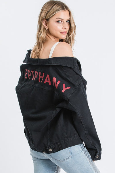 EPIPHANY PRINTED BACK OVERSIZED DENIM JACKET