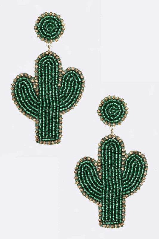 Beaded Cactus Iconic Earrings