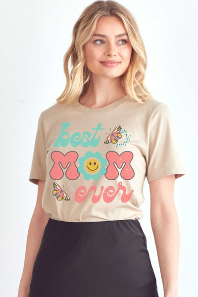 PLUS SIZE BEST MOM EVER SMILEY GRAPHIC T SHIRT