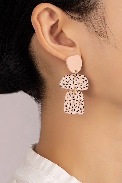 Flower pattern printed acrylic drop earrings