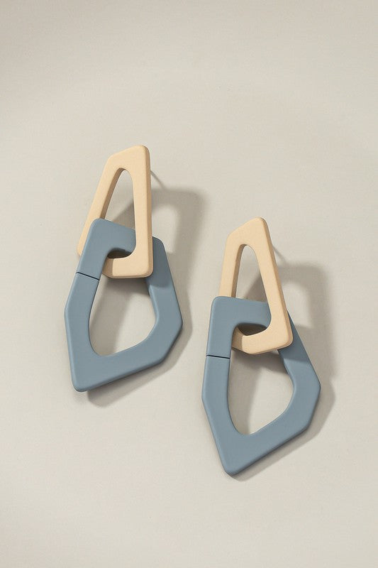 Organic shape chunky link drop earrings