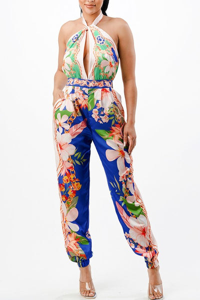 Halter style backless jumpsuit