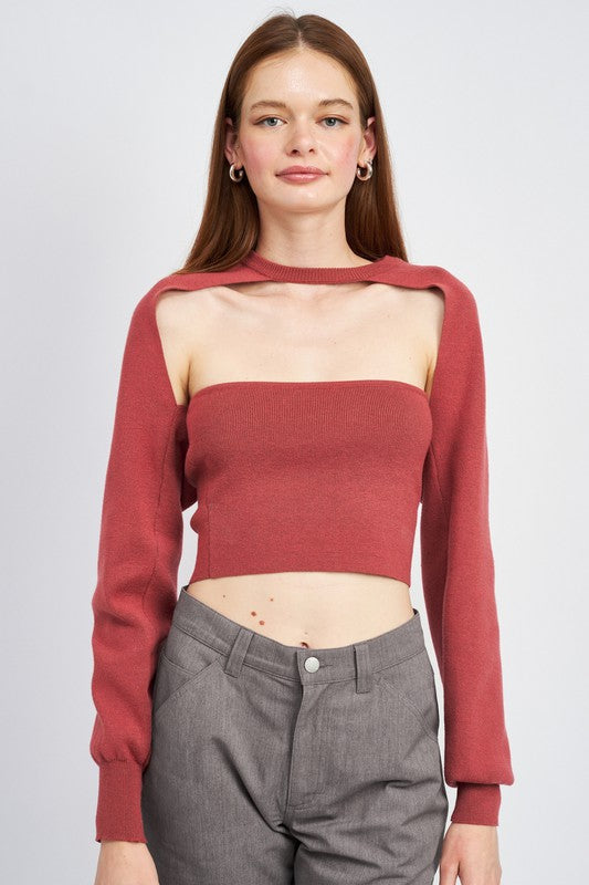 TUBE TOP AND SWEATER TOP SET