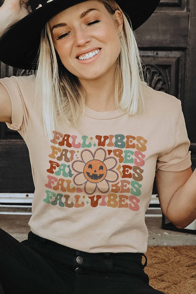 FALL VIBES FLOWER GRAPHIC TEE