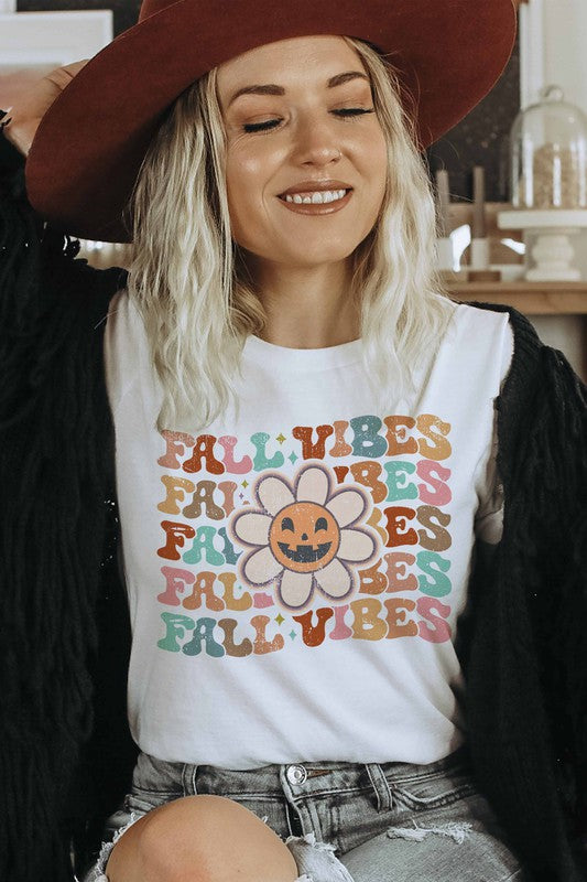 FALL VIBES FLOWER GRAPHIC TEE