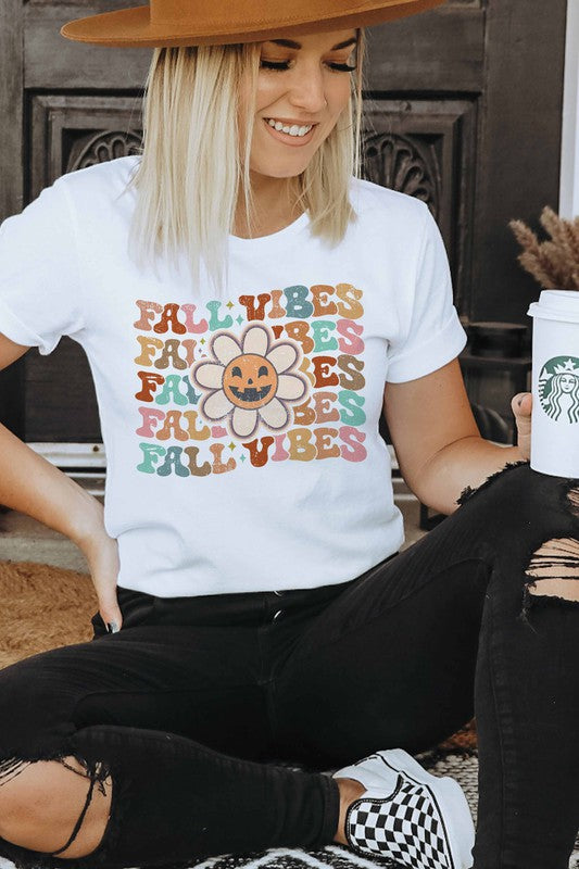 FALL VIBES FLOWER GRAPHIC TEE
