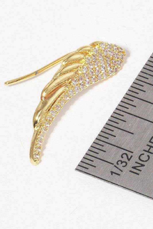 CZ Wings Gold Dipped Post Earrings