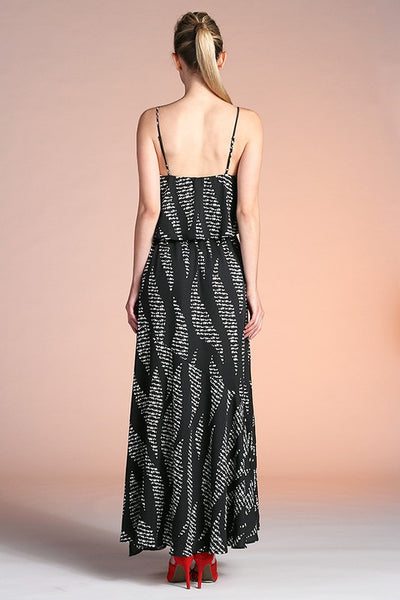 Wavy Texture Print Tie Front Maxi