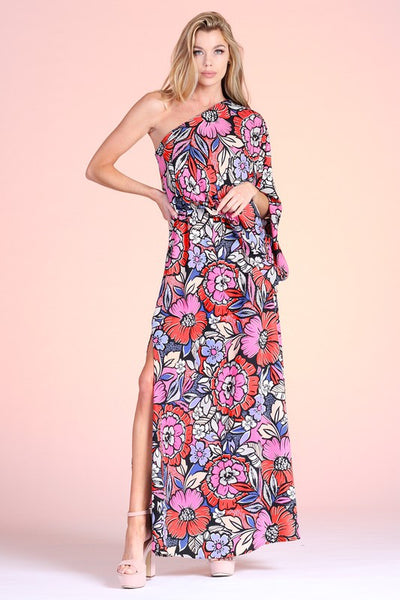 Fantasy Floral Slouchy One Shoulder Maxi