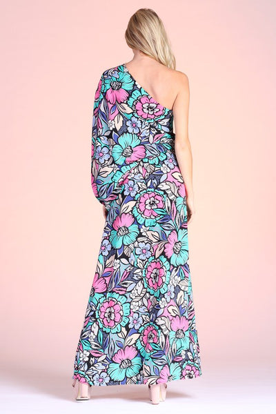 Fantasy Floral Slouchy One Shoulder Maxi