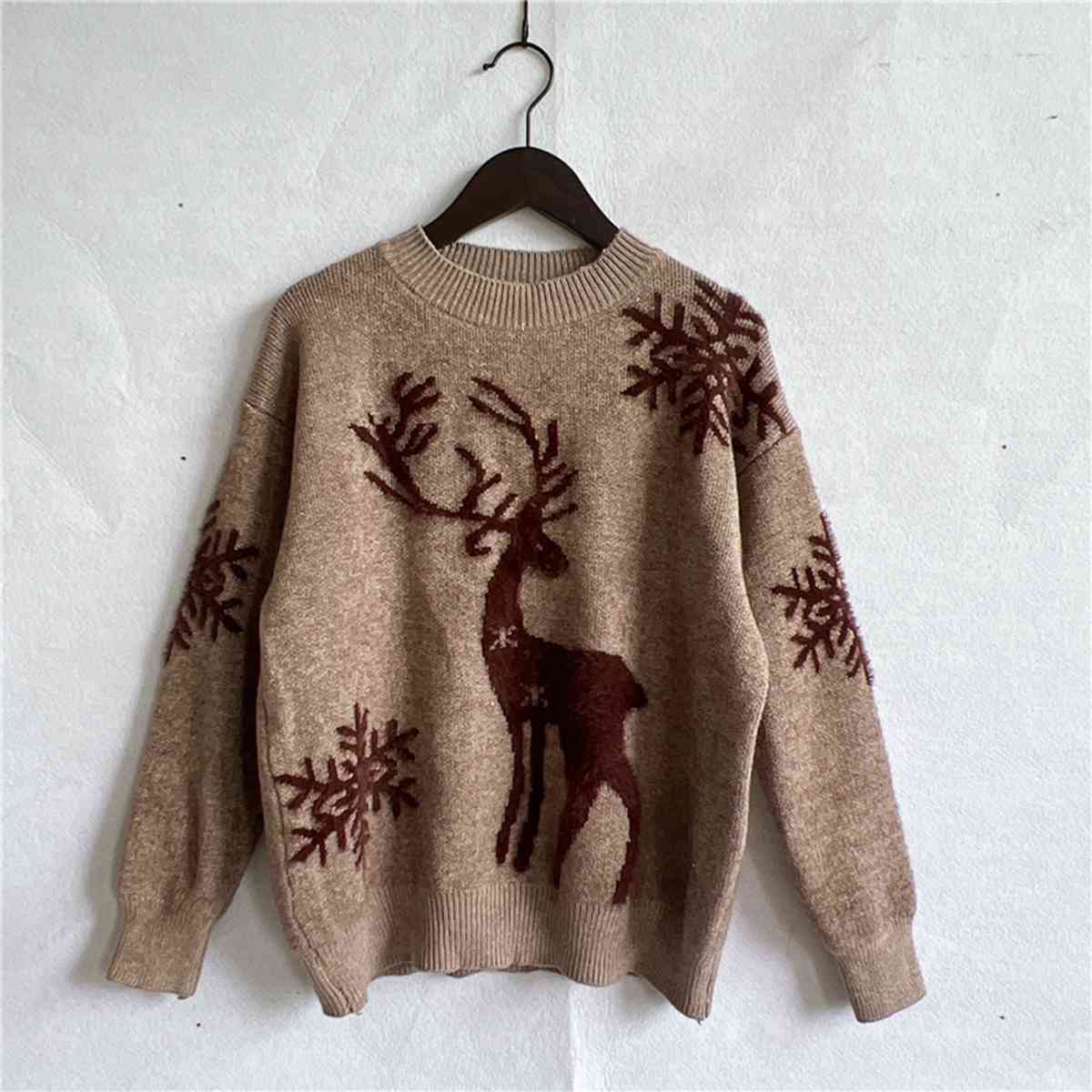 Reindeer and Snowflake Pattern Sweater